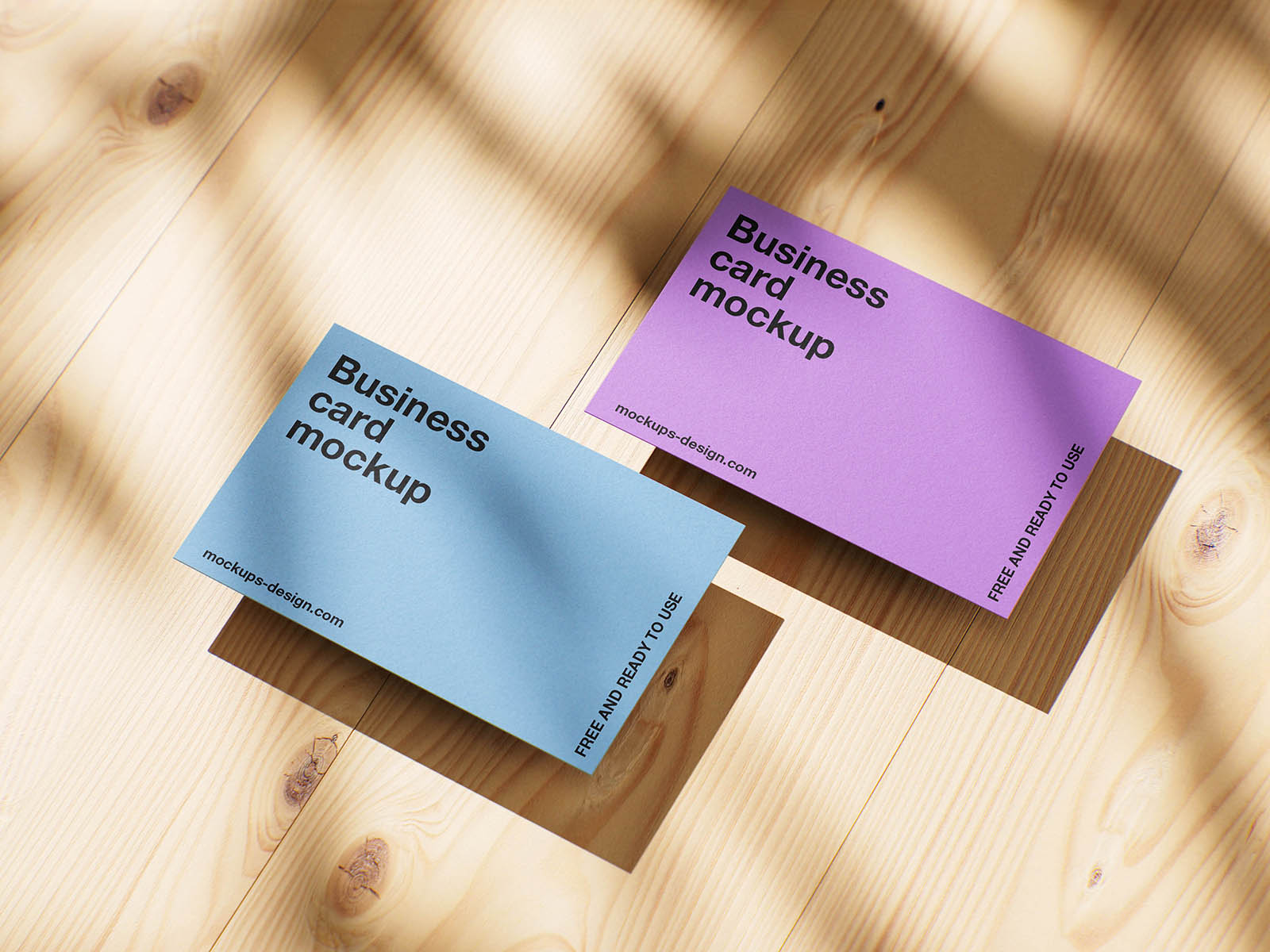 Business card on wood panels mockup