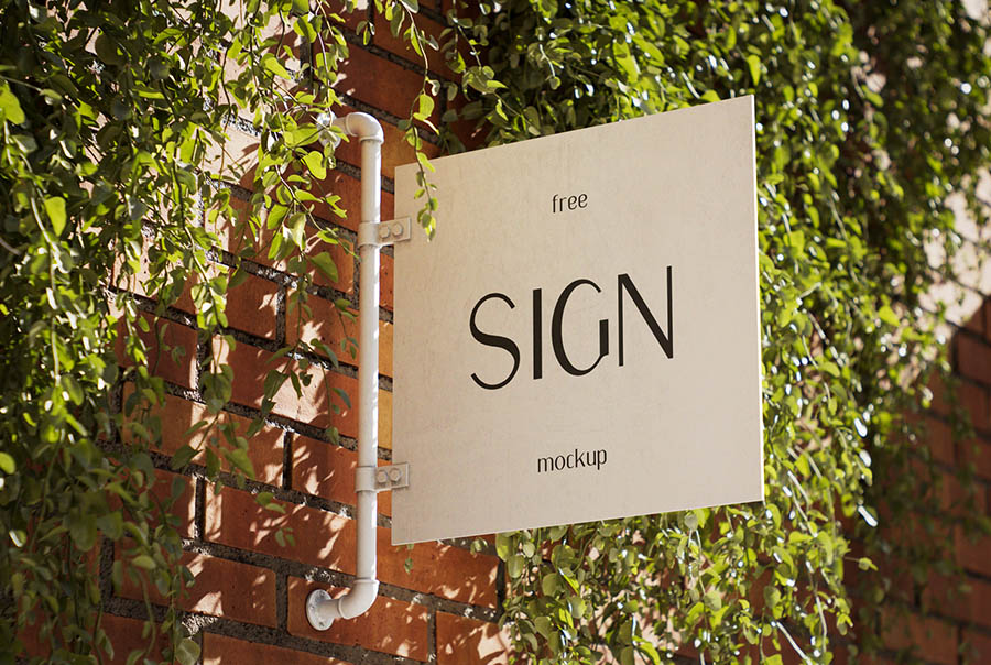 Sunlit signboard mockup