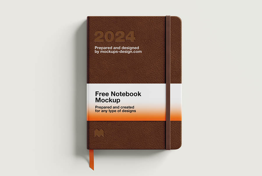 Thick leather notebook mockup