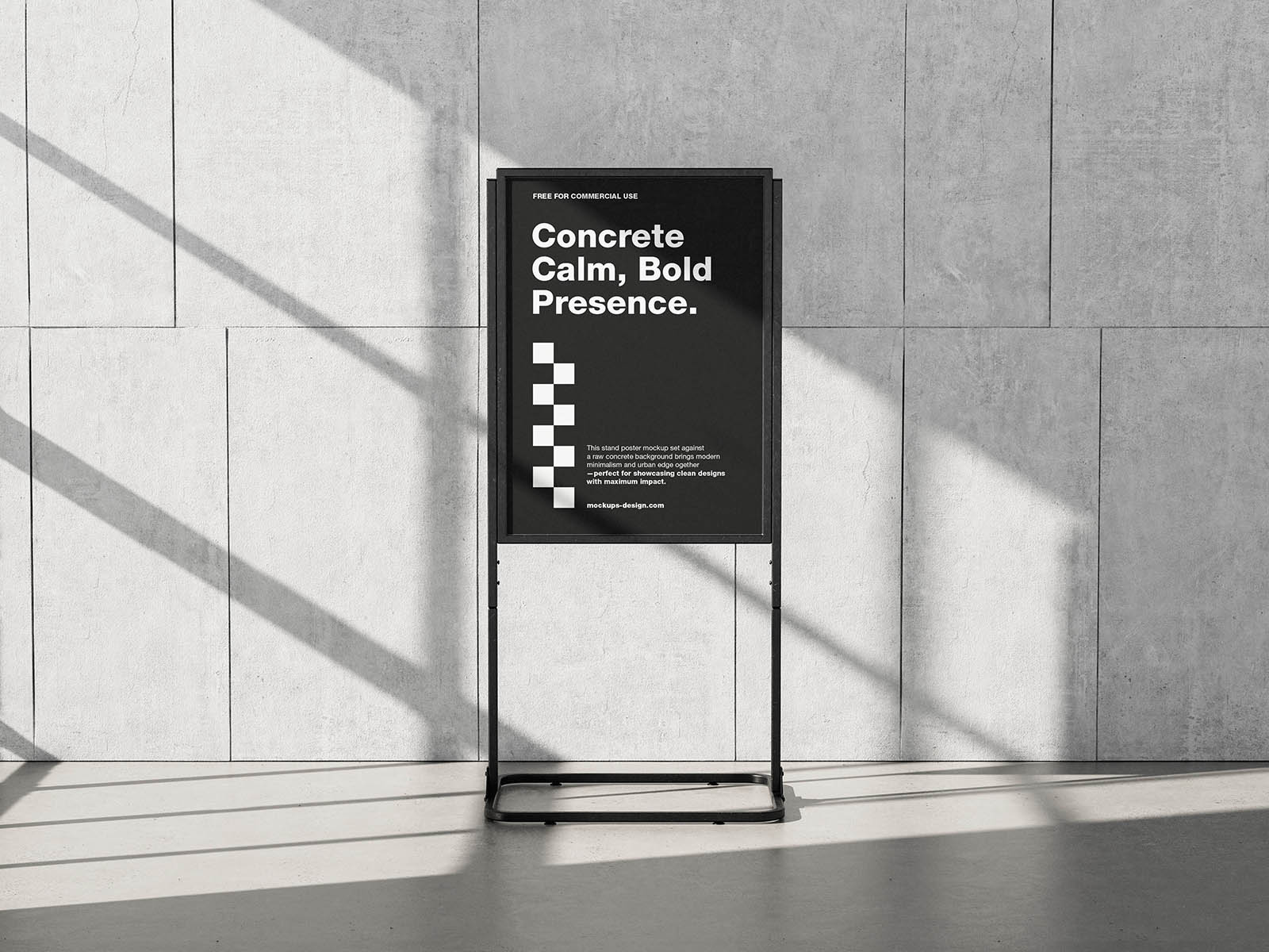 Poster stand on concrete mockup