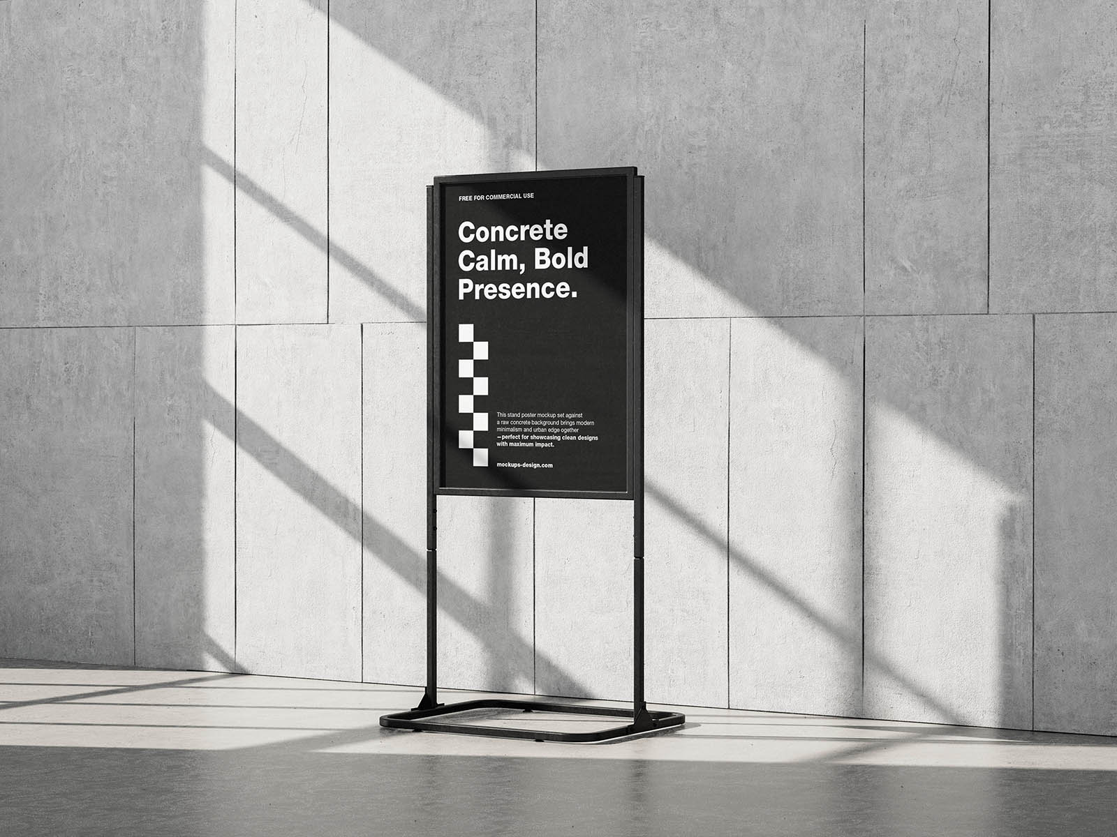 Poster stand on concrete mockup