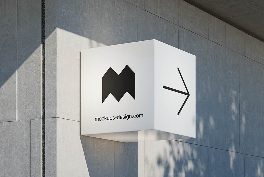 Cube signboard mockup
