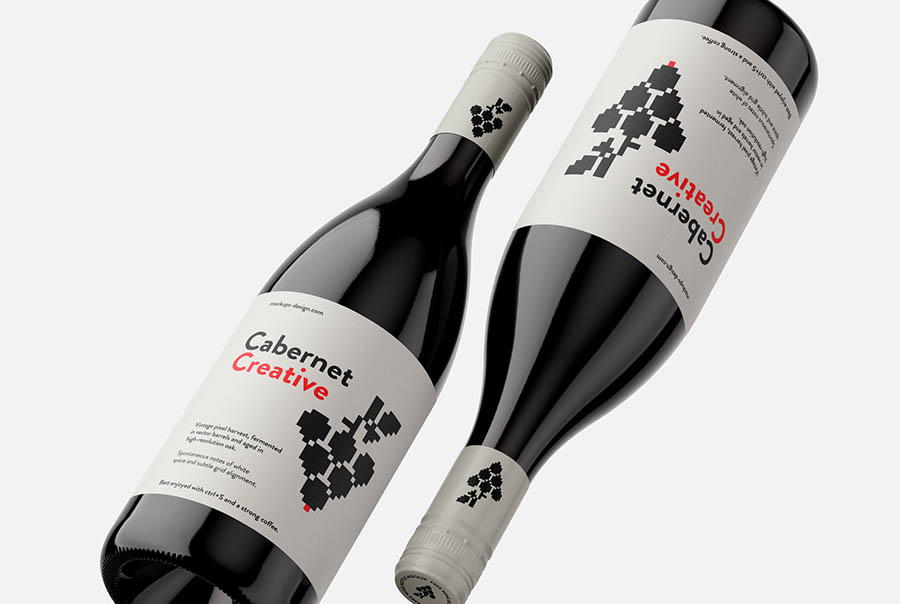 Wine bottle with screw lid mockup