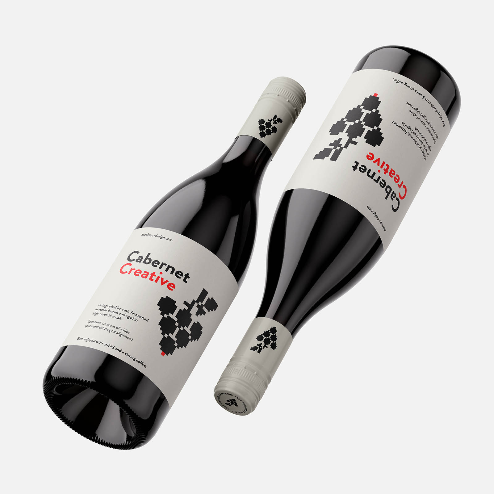 Wine bottle with screw lid mockup