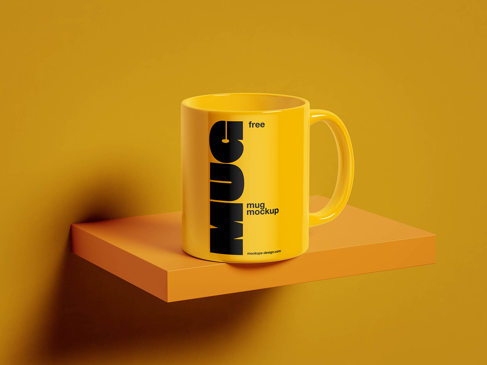 Mug on the shelf mockup