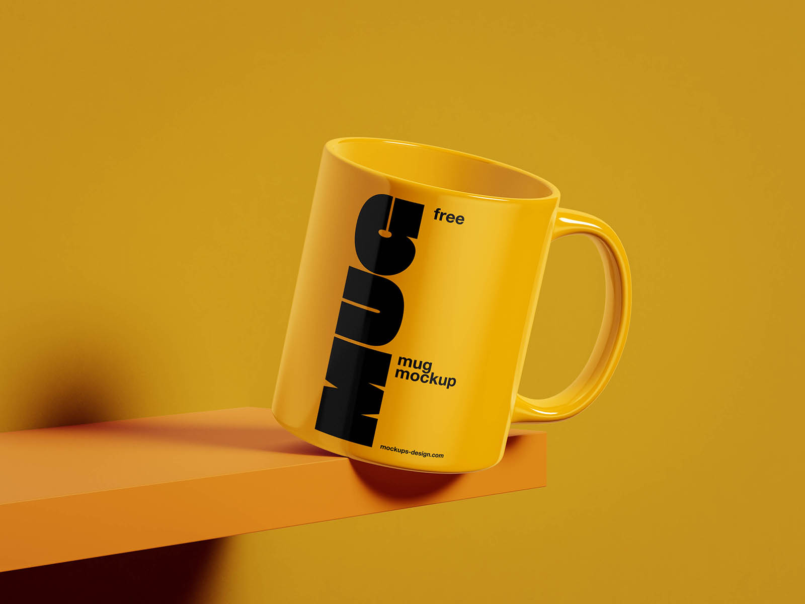 Mug on the shelf mockup