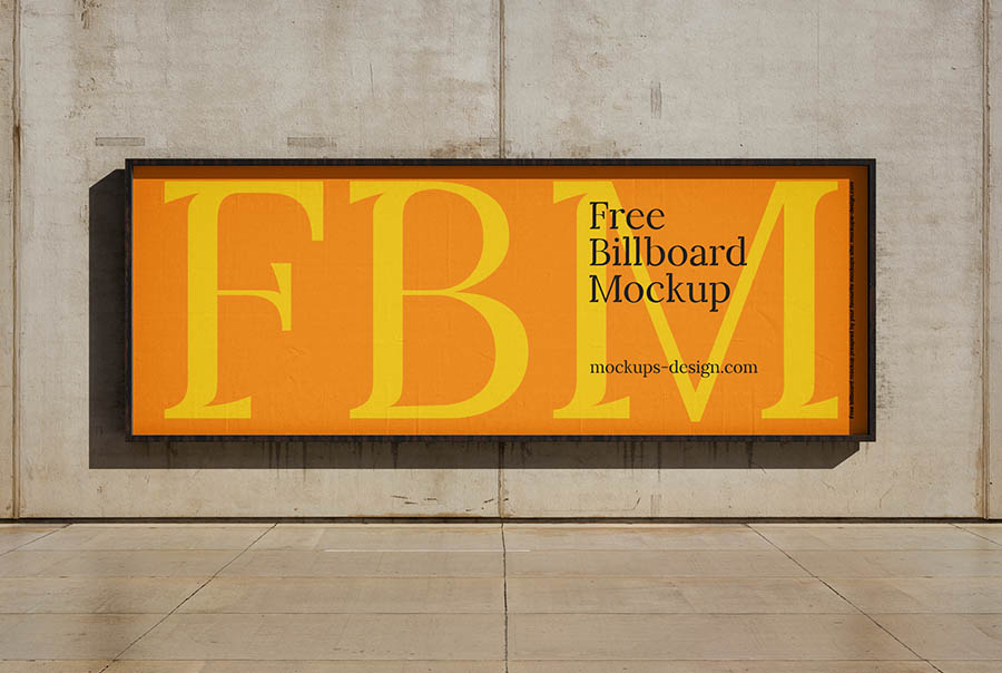 Concrete wall billboard mockup