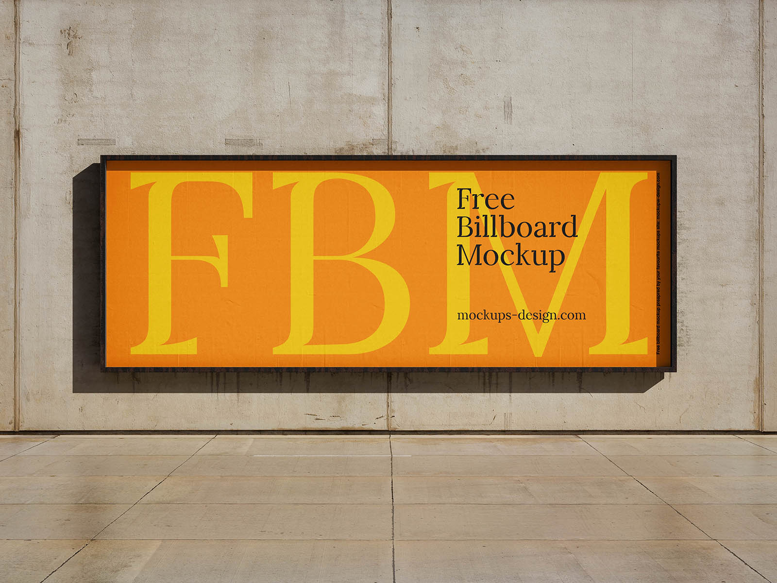 Concrete wall billboard mockup