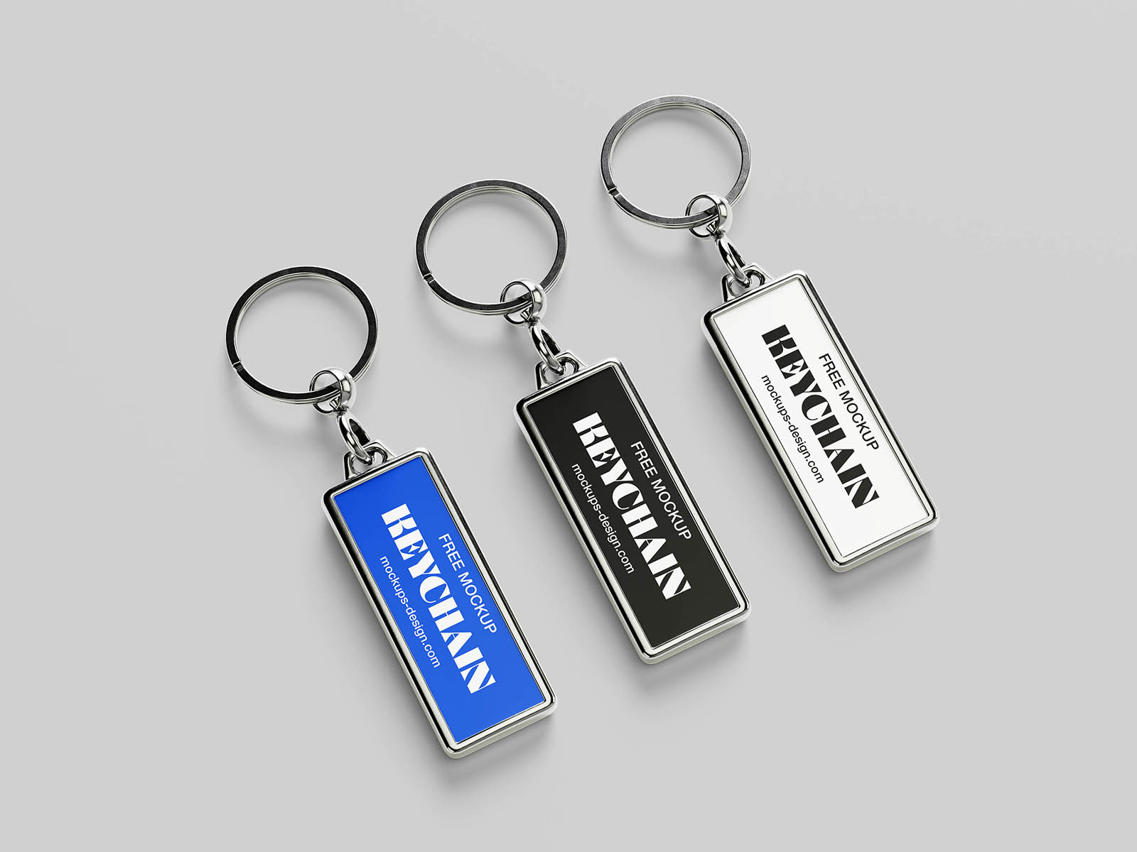 Metallic rectangle keychain mockup