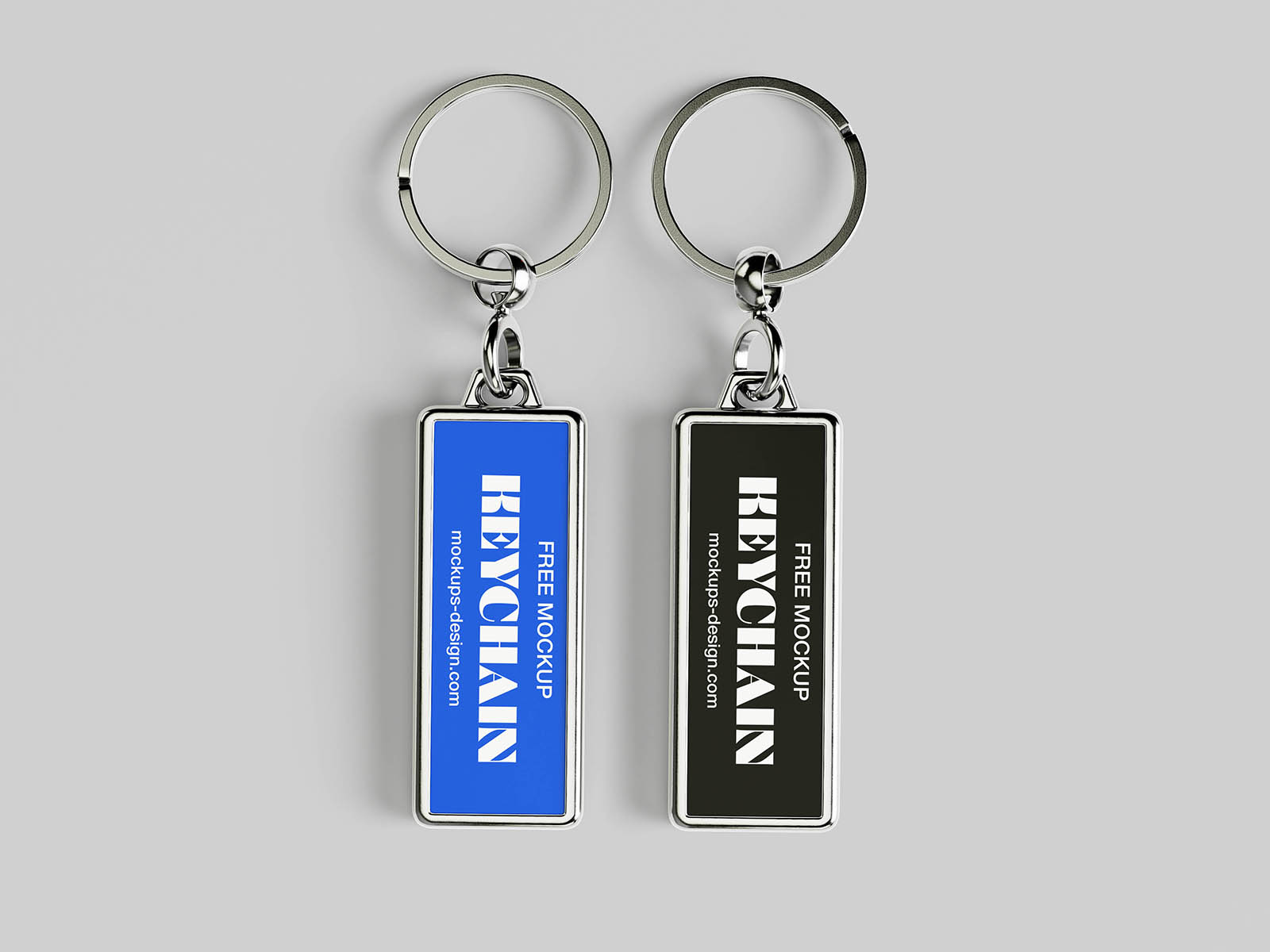 Metallic rectangle keychain mockup