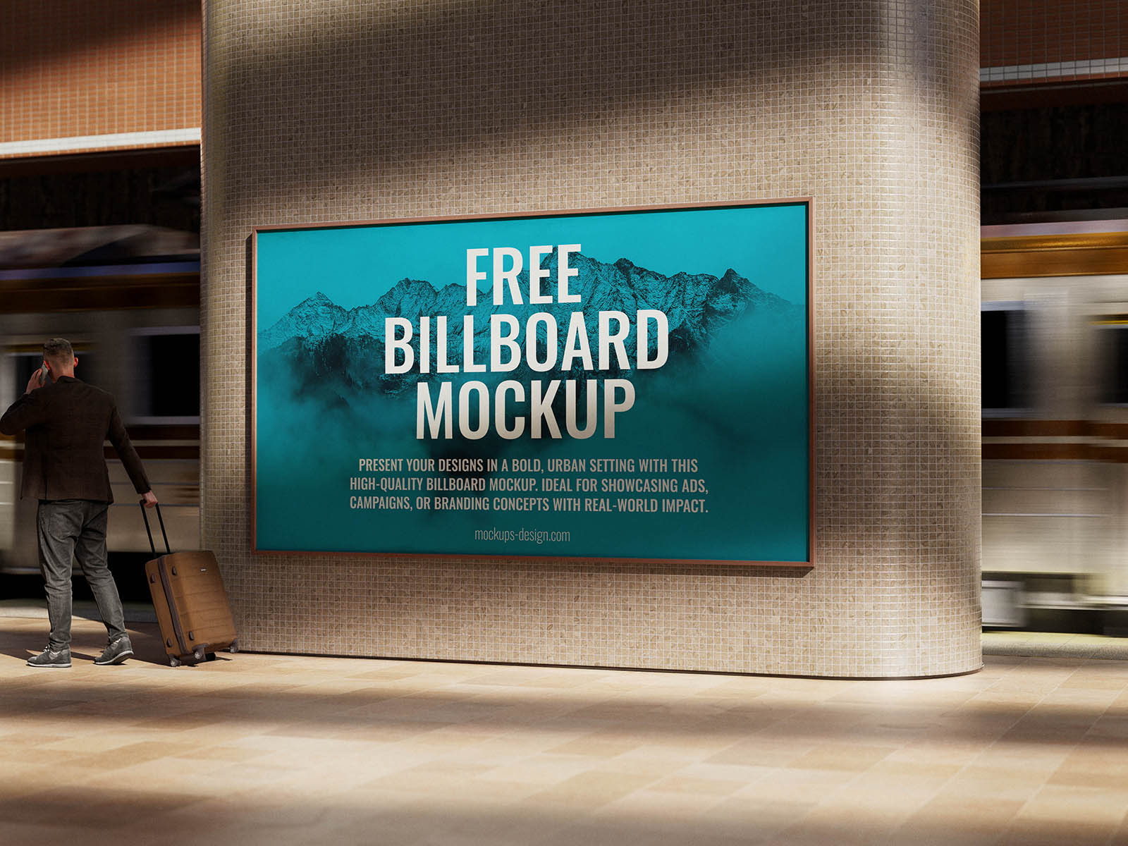 Subway station billboard mockup