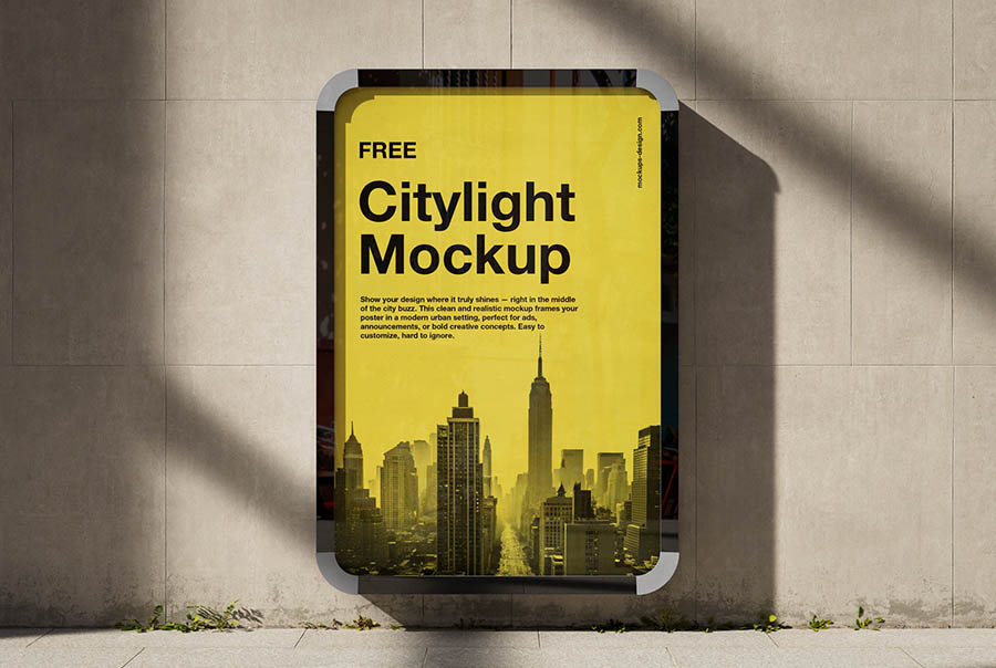 Free urban citylight mockup