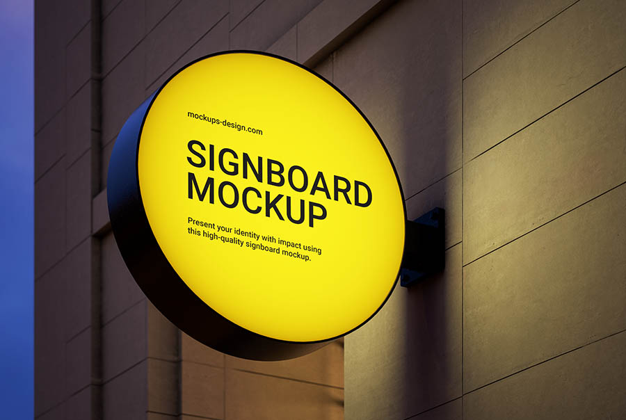 Night signboard mockup