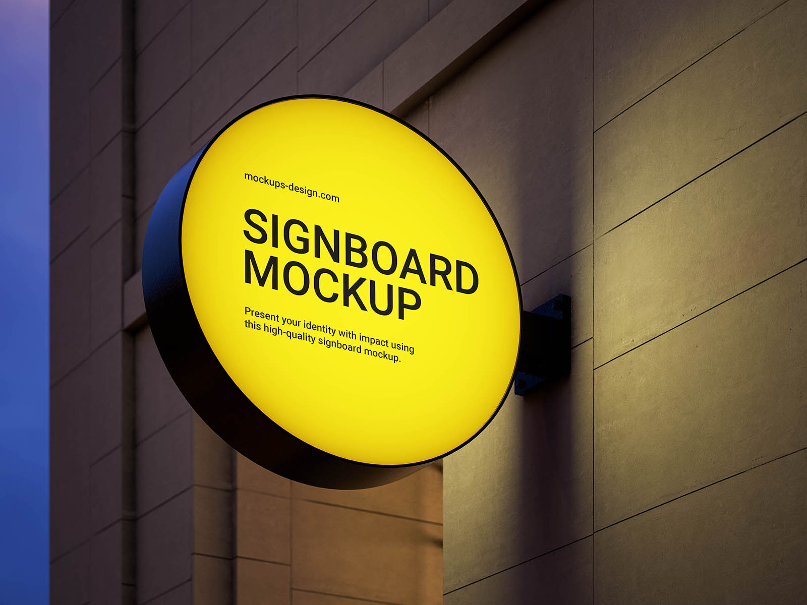 Night signboard mockup