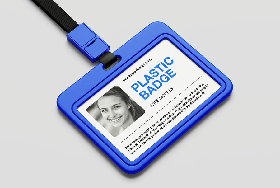 Clean plastic badge mockup