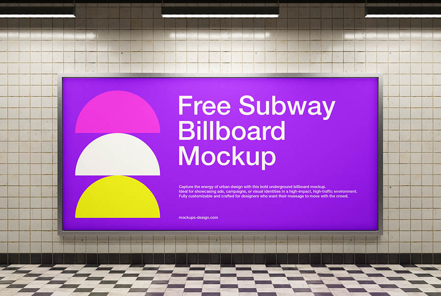 Urban subway billboard mockup