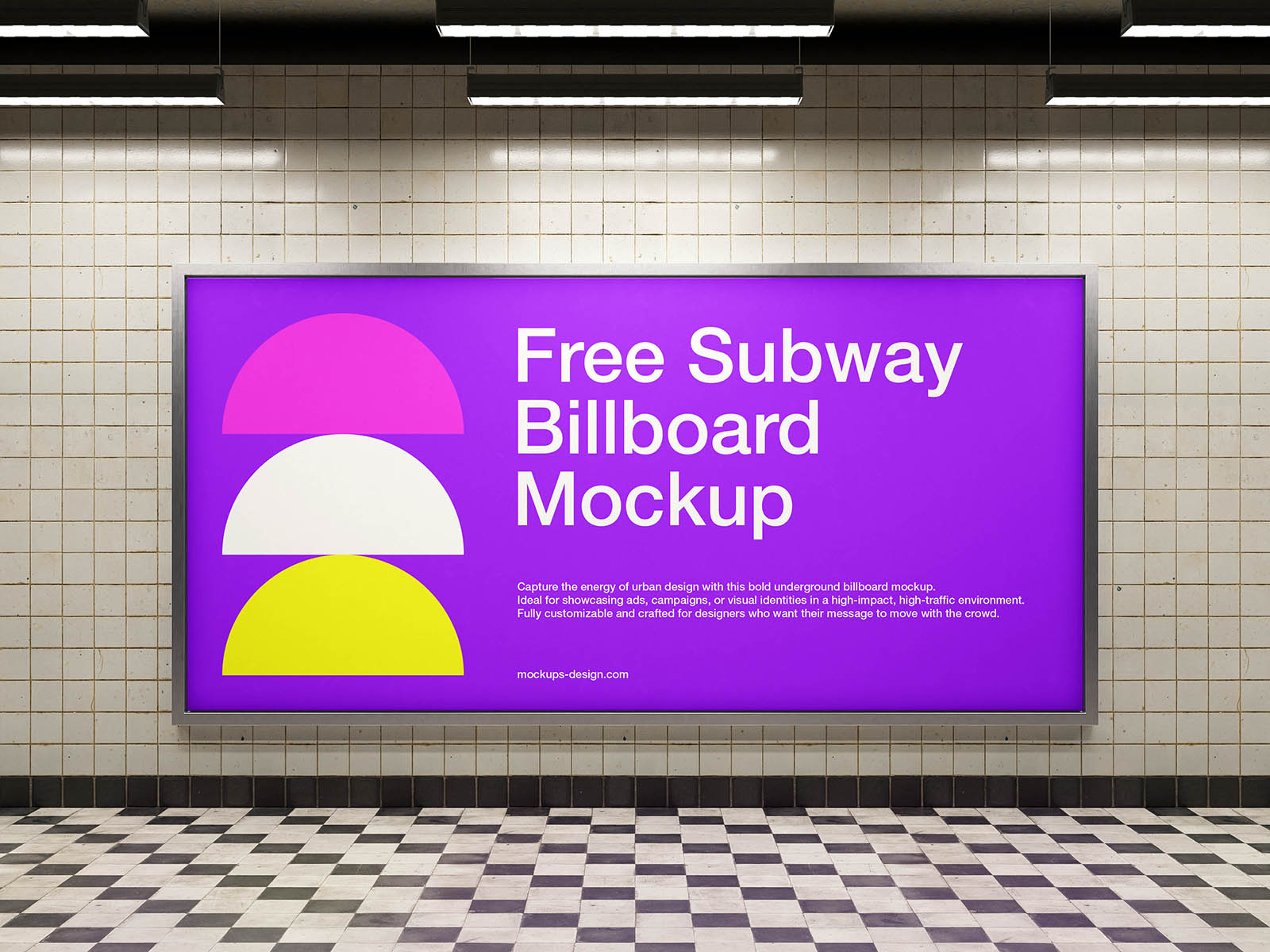 Urban subway billboard mockup