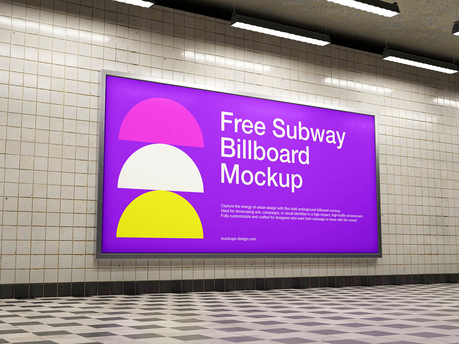 Urban subway billboard mockup