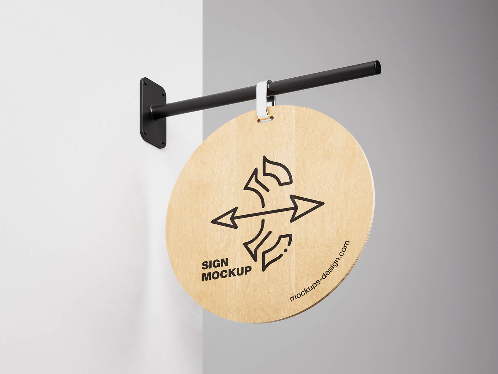 Rounded wooden sign mockup