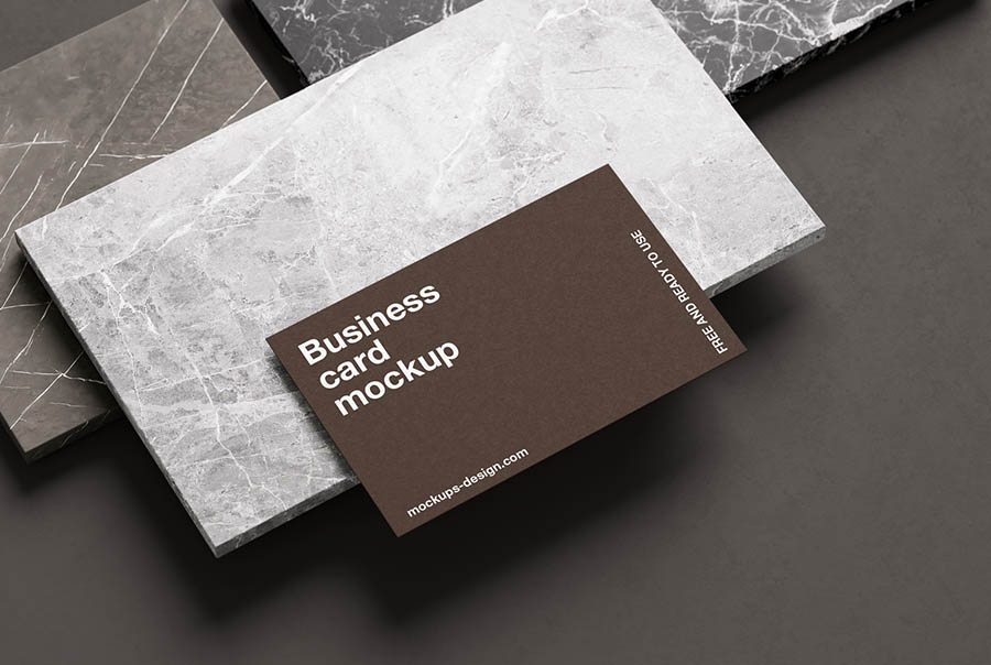 Marble surface business card mockup