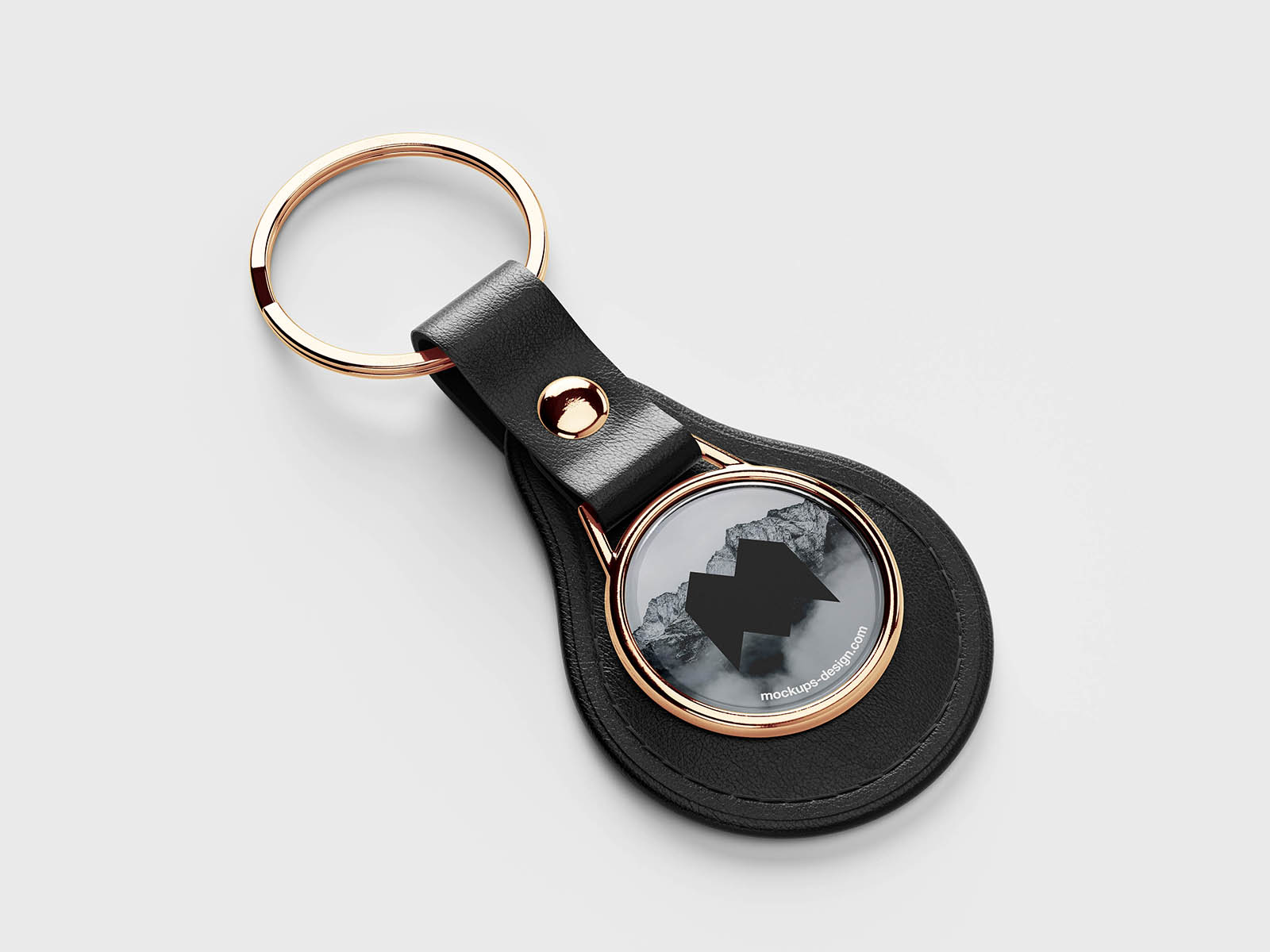 Round leather keychain mockup