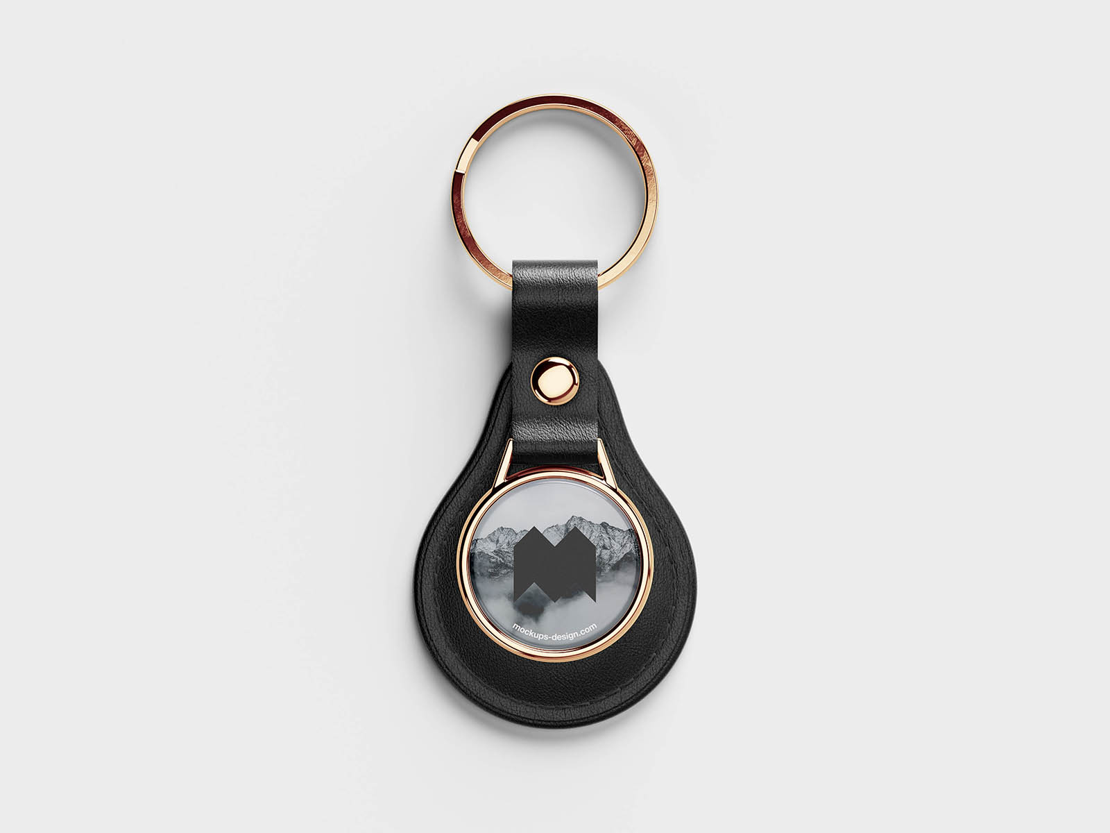 Round leather keychain mockup