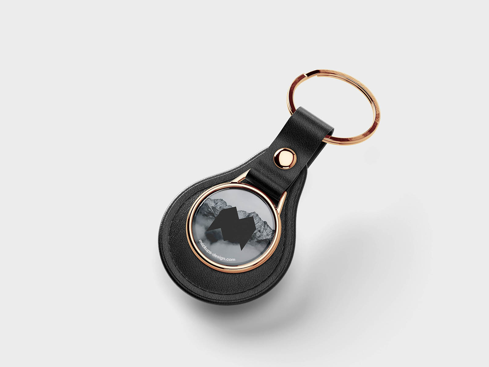 Round leather keychain mockup