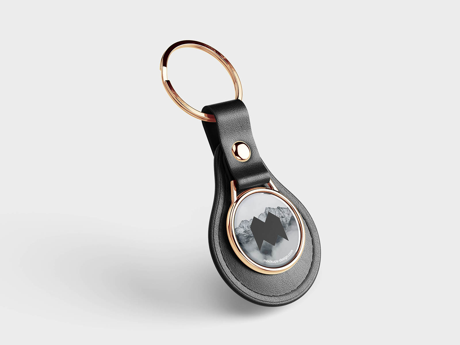 Round leather keychain mockup