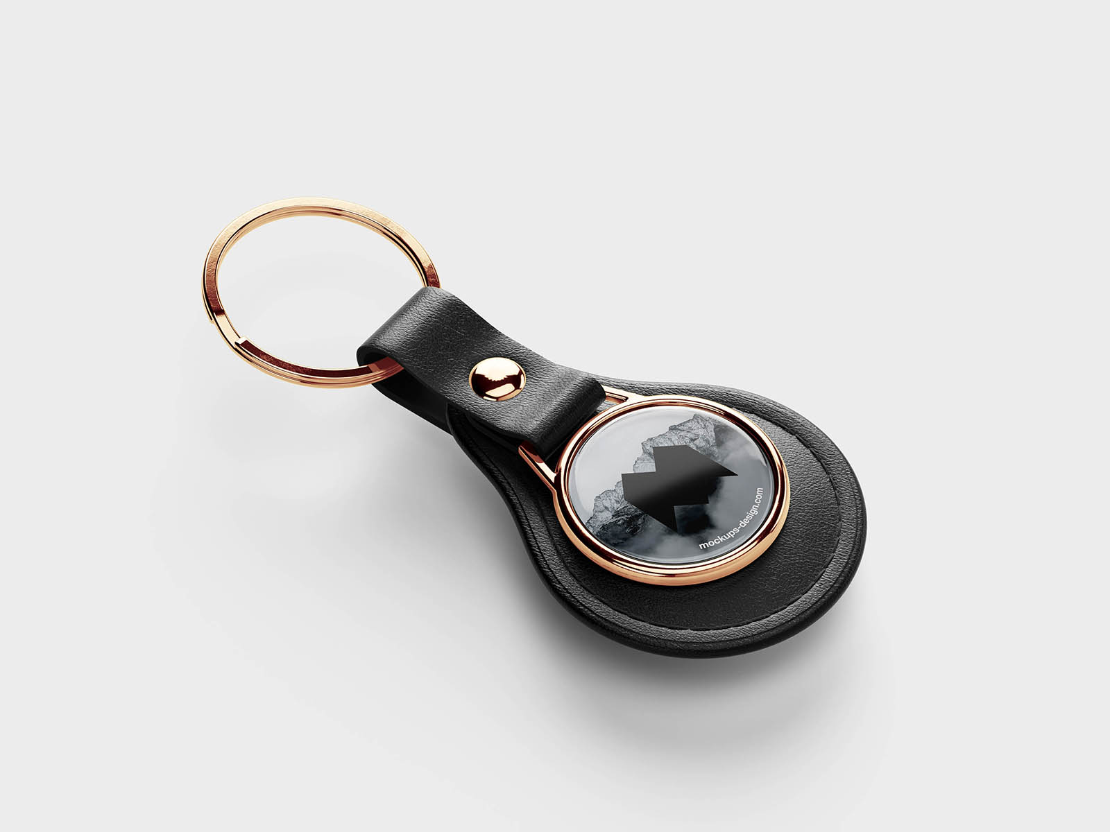 Round leather keychain mockup