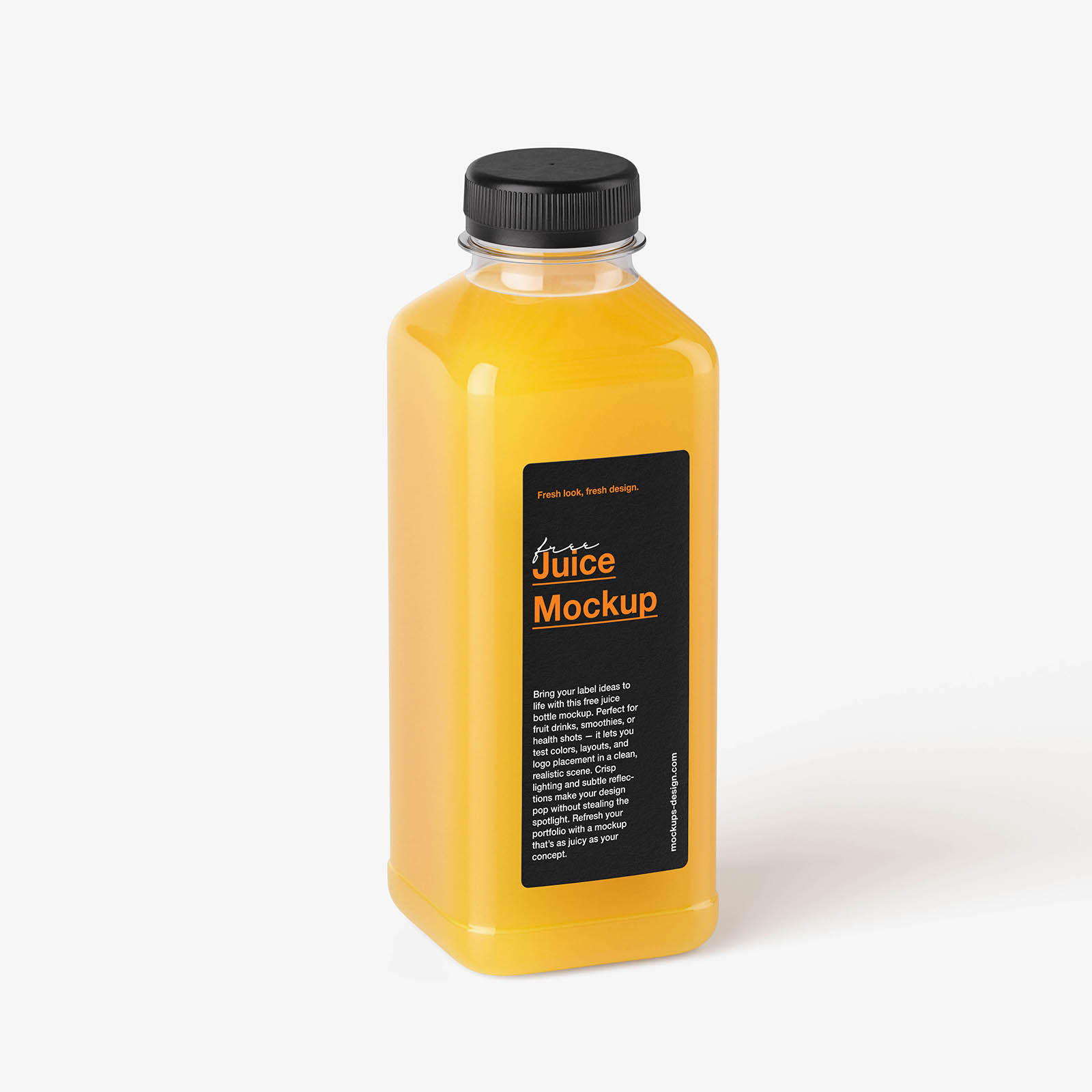 Clear juice bottle mockup