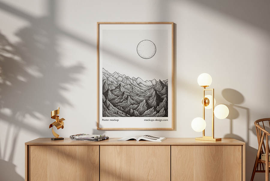 Free framed poster mockup