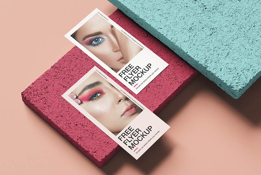 DL Flyer on stone tile mockup