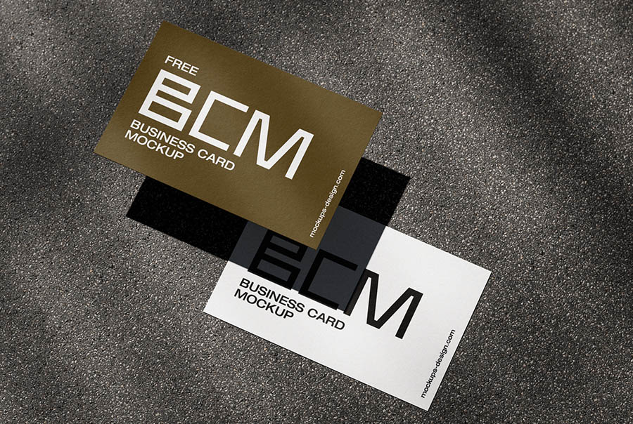 Outdoor shadow business card mockup