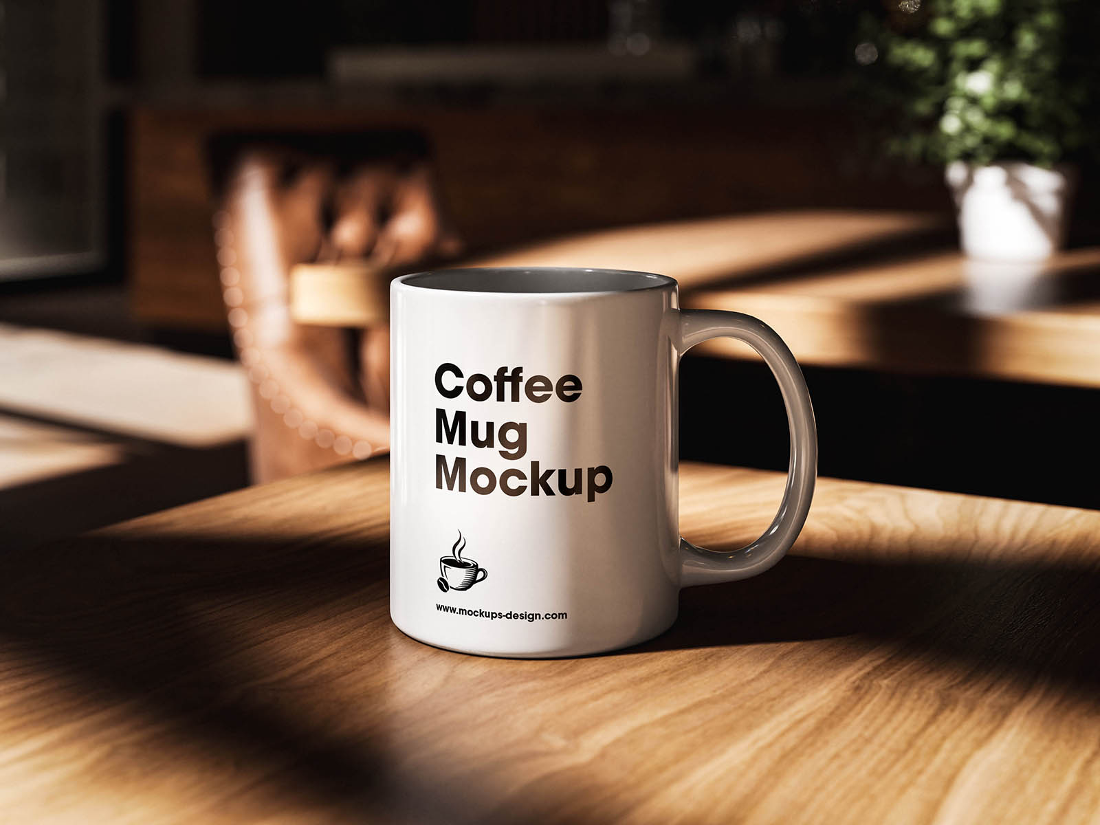 Warm café mug mockup