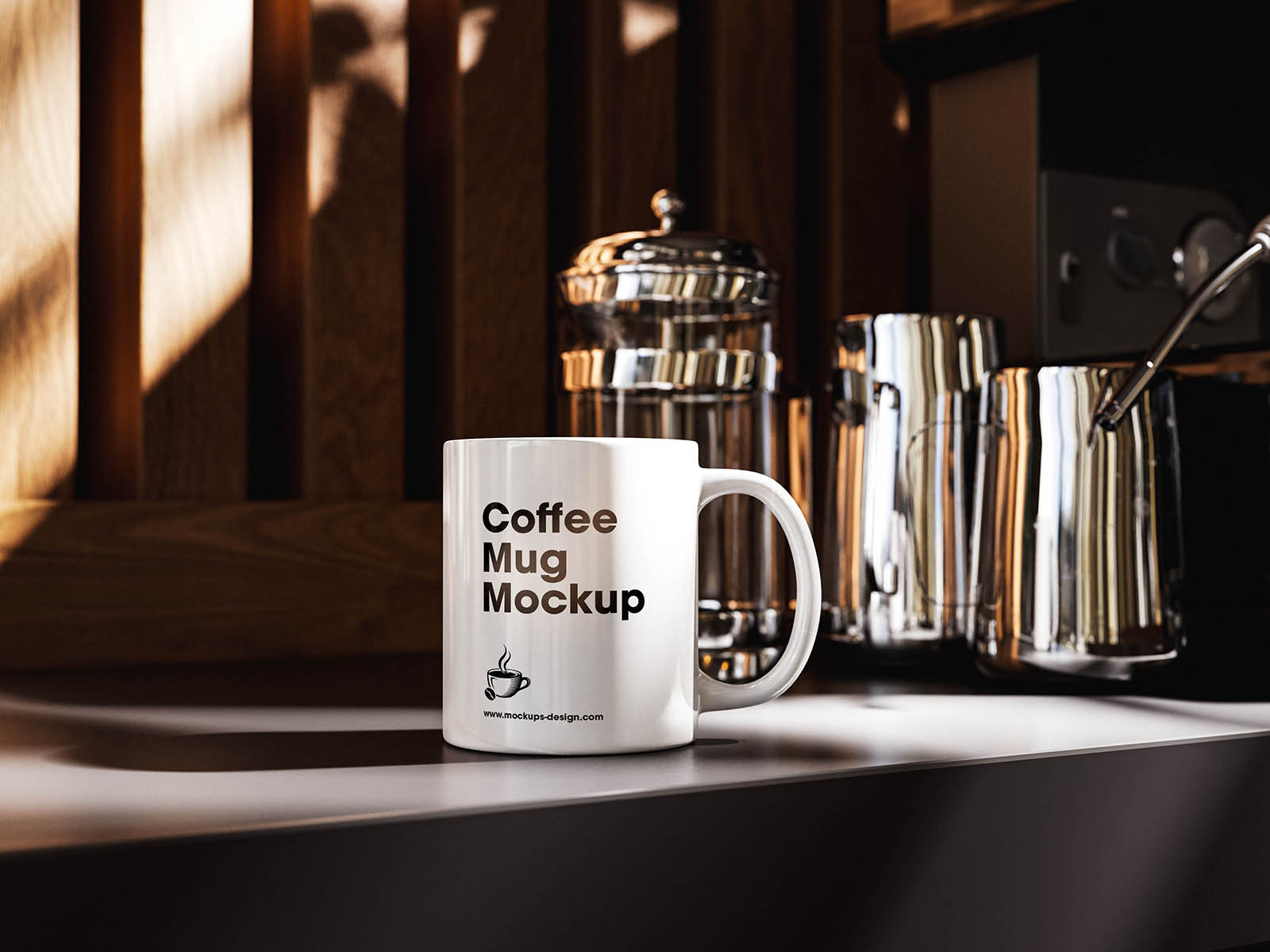 Warm café mug mockup