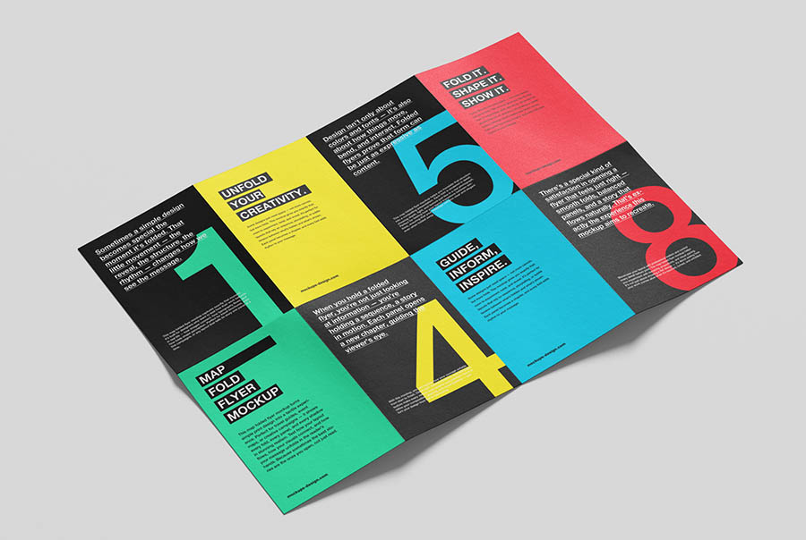 Map folded flyer mockup / 16 pages