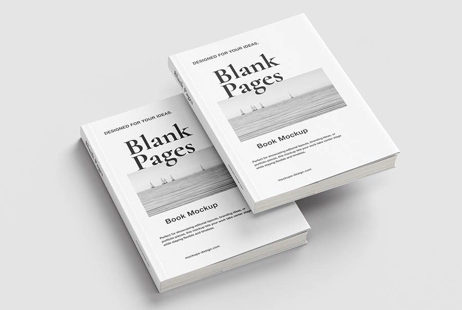 Softcover book with flaps mockup