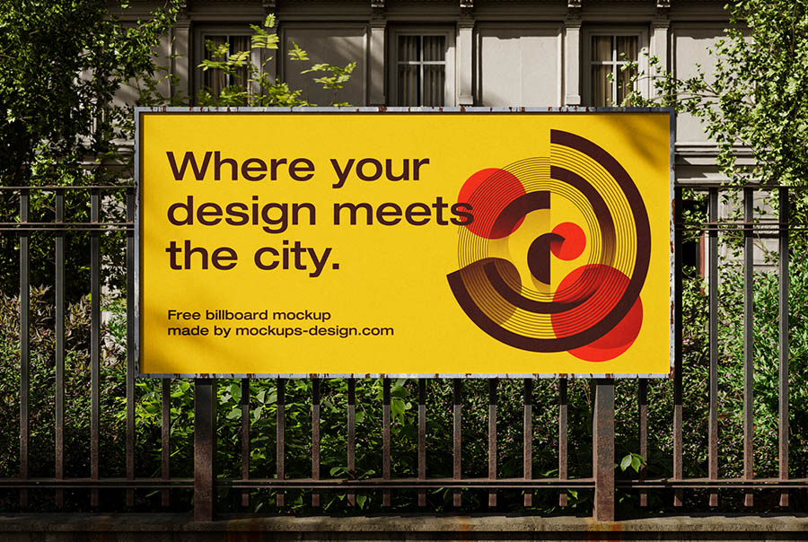 Urban fence billboard mockup