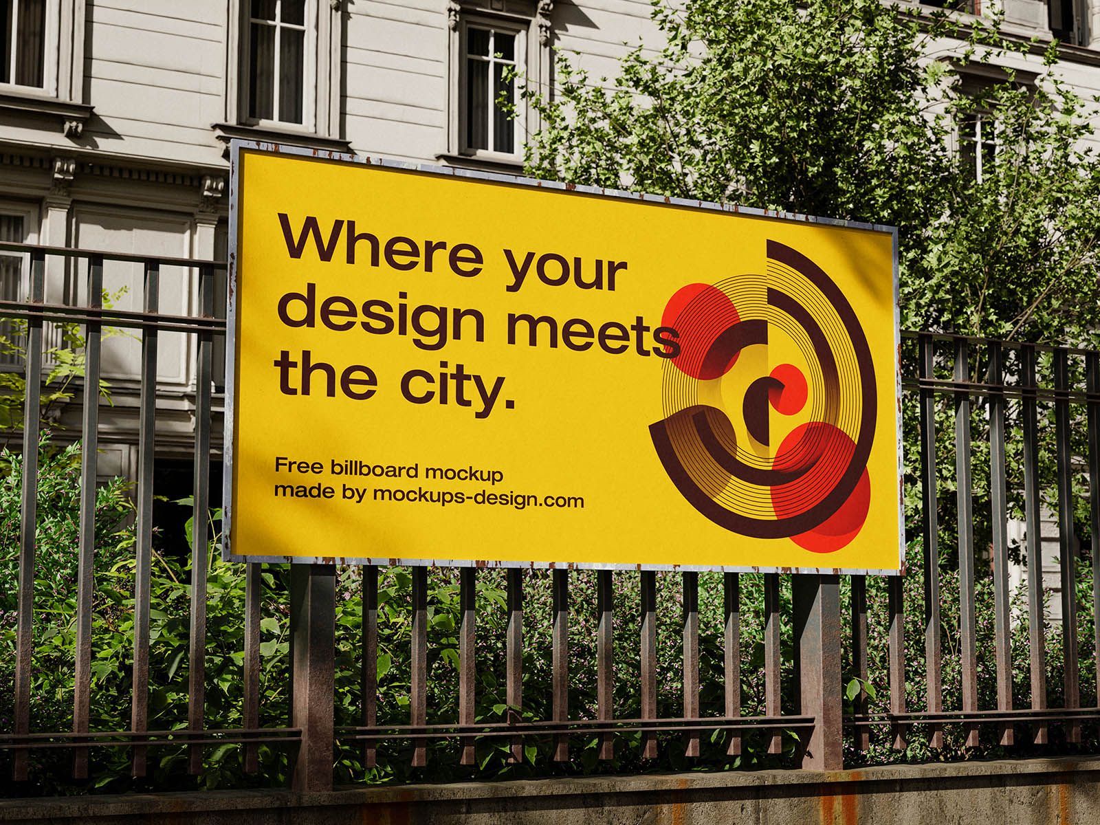 Urban fence billboard mockup