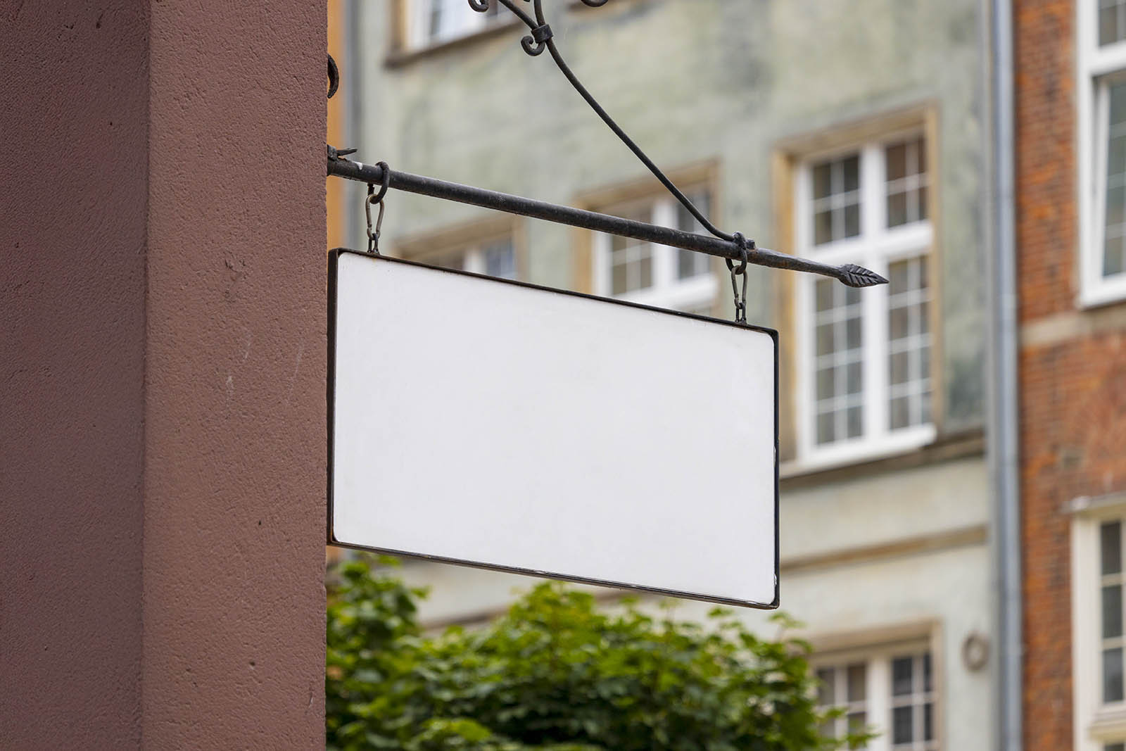 Hanging street signboard mockup