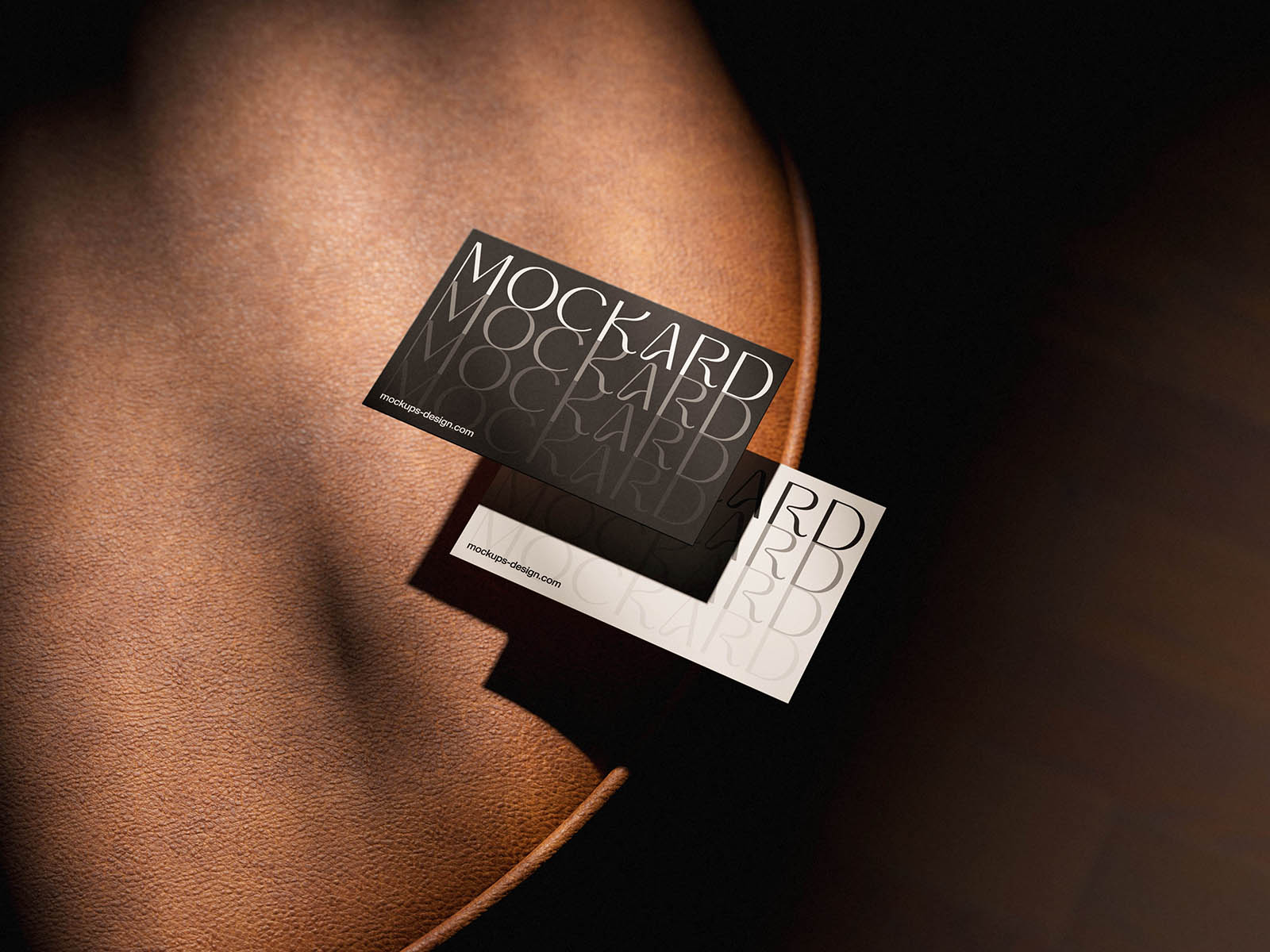 Leather sofa business card mockup