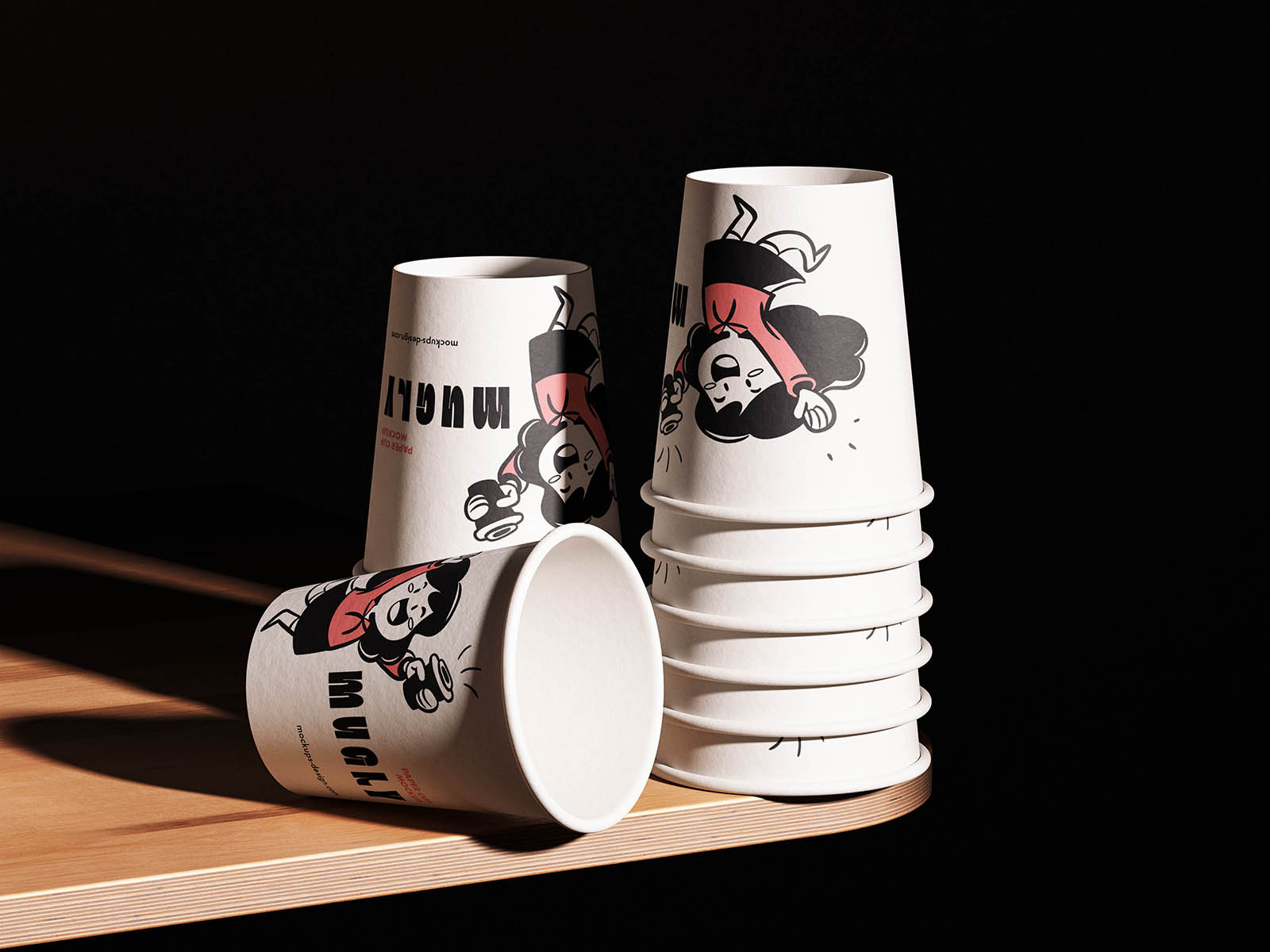 Stacked paper cup mockup