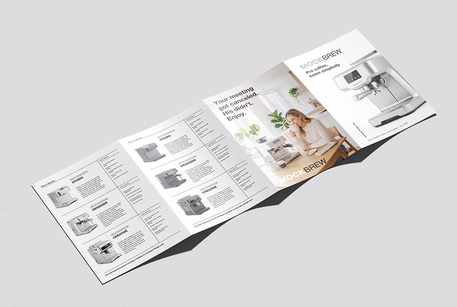 Extended A4 folded brochure mockup