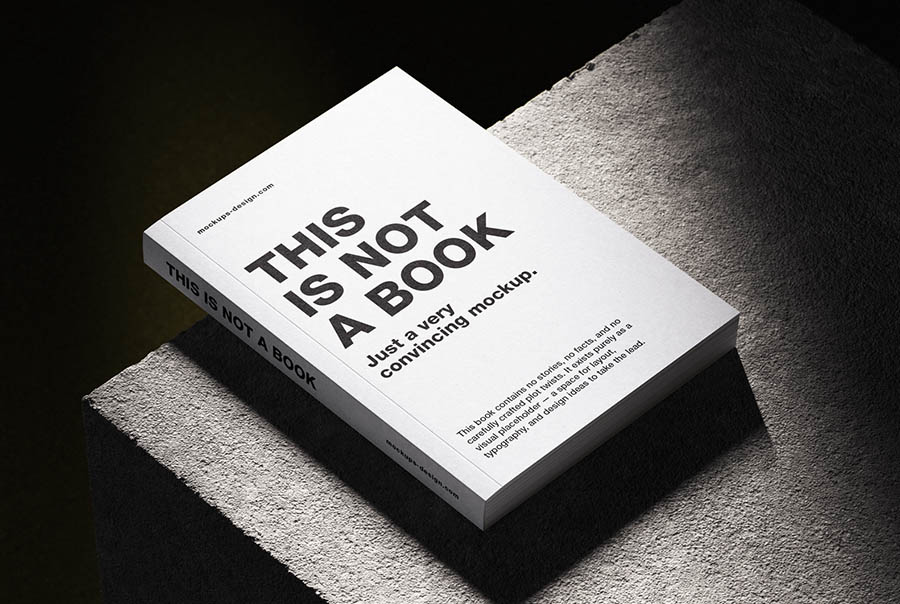 Softcover book on concrete mockup