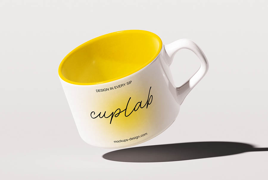 Wide ceramic coffee cup mockup