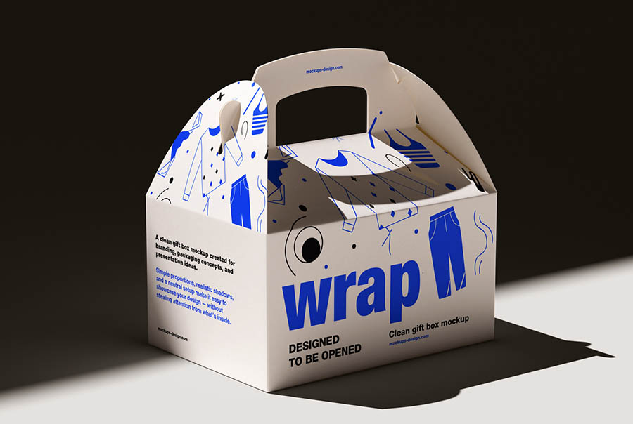 Gable-style gift box mockup