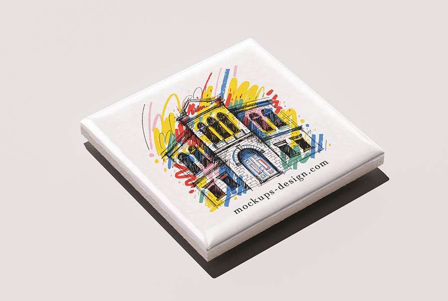 Ceramic stone fridge magnet mockup