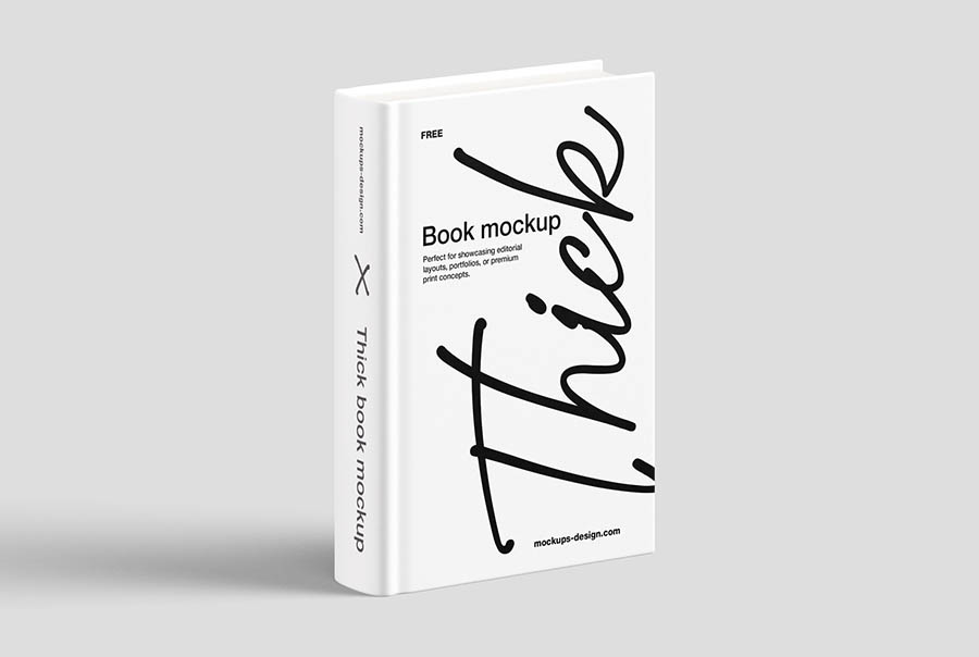 Thick hardcover book mockup