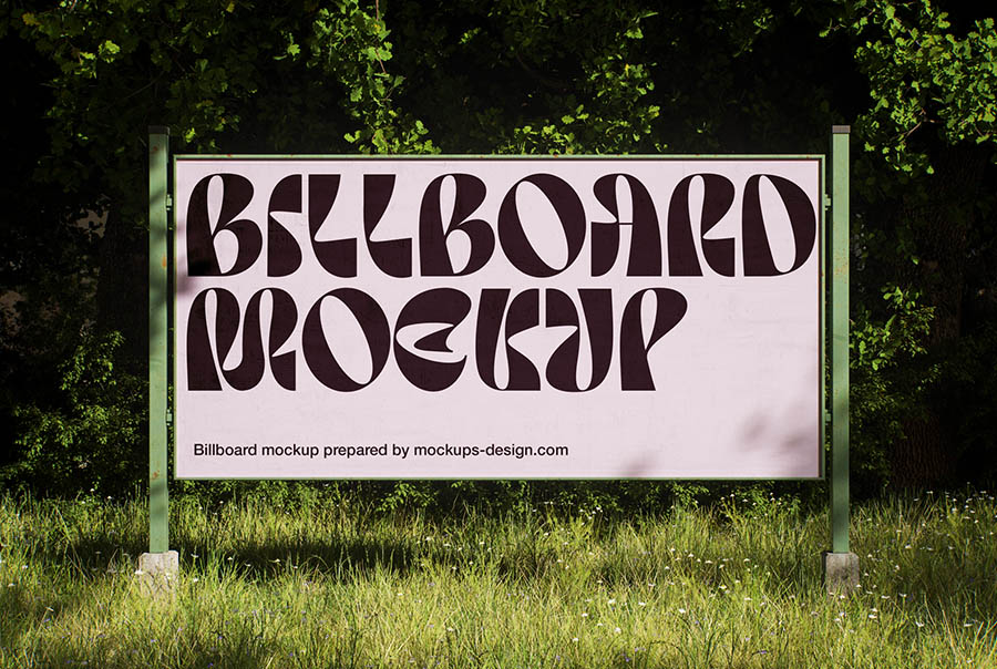 Roadside nature billboard mockup