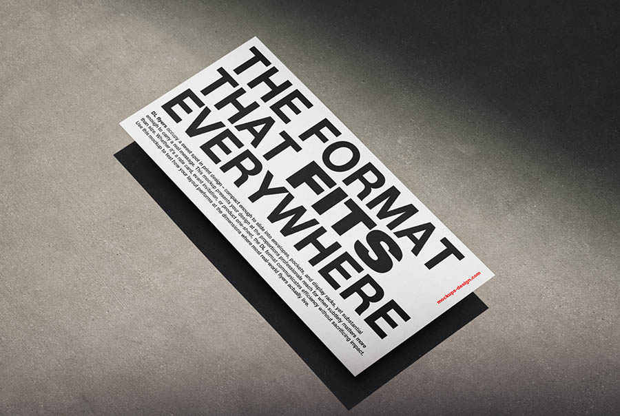 DL flyer on concrete background mockup
